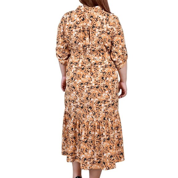 NY Collection Plus Tiered Dress Belted – Black, Gold-Tone White – Size 3X NWT - Picture 4 of 4